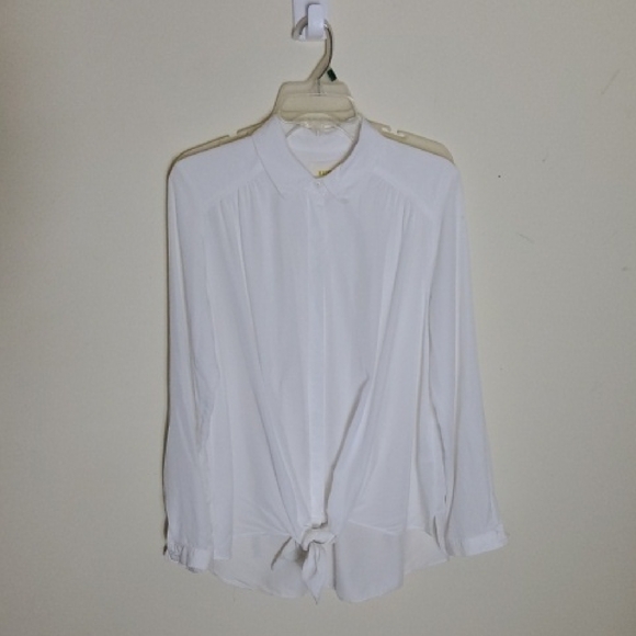 Maeve Tops - Maeve White Long Sleeve Tie Front Blouse Size S